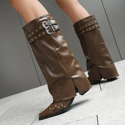 Western Stiefel Damen Spitze Kappe Nieten