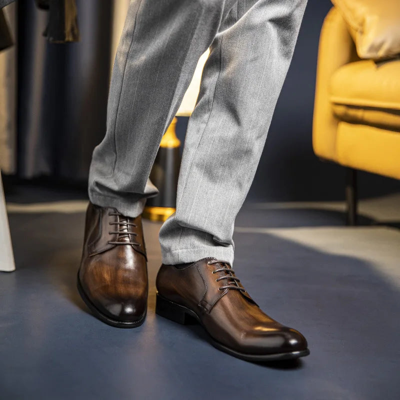 Herren Schnürschuhe Leder Anzugsschuhe Italienisch - BerlinGlamour