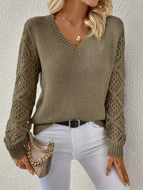 Strickpullover V-Ausschnitt Damen Modern