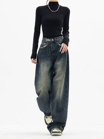 Weite Damen Jeans aus Gewaschenem Denim Relaxed Fit - BerlinGlamour