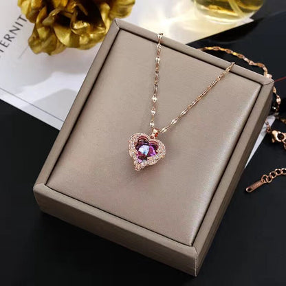 Edelstahl Halskette Zirkon Glitzernd Modern Damen - BerlinGlamour