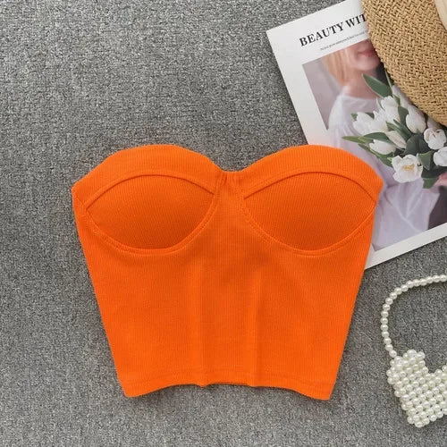 Damen Bustier-Top mit Rippenstruktur und Push-Up-Effekt
