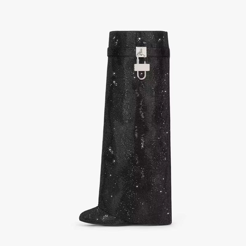 Noarè High-Fashion Boots in Schwarz mit Kristalloptik