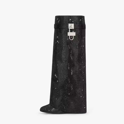 Noarè High-Fashion Boots in Schwarz mit Kristalloptik