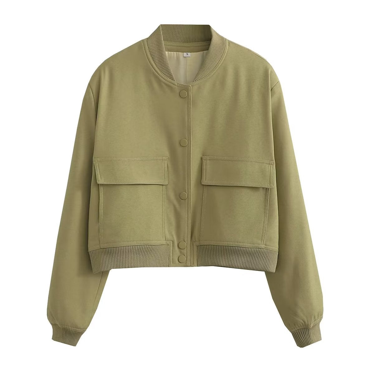 Damen Kurzjacke Modern mit Taschen und Cropped Schnitt
