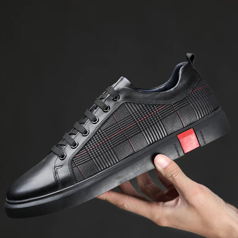 Leder Sneaker Herren Elegante Schwarz