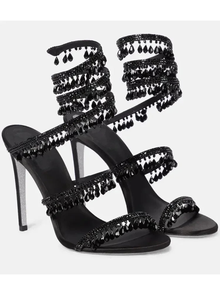 Damen Sandalen Hochhackig mit Knöchelriemen Elegant