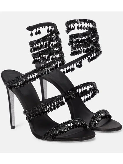 Damen Sandalen Hochhackig mit Knöchelriemen Elegant