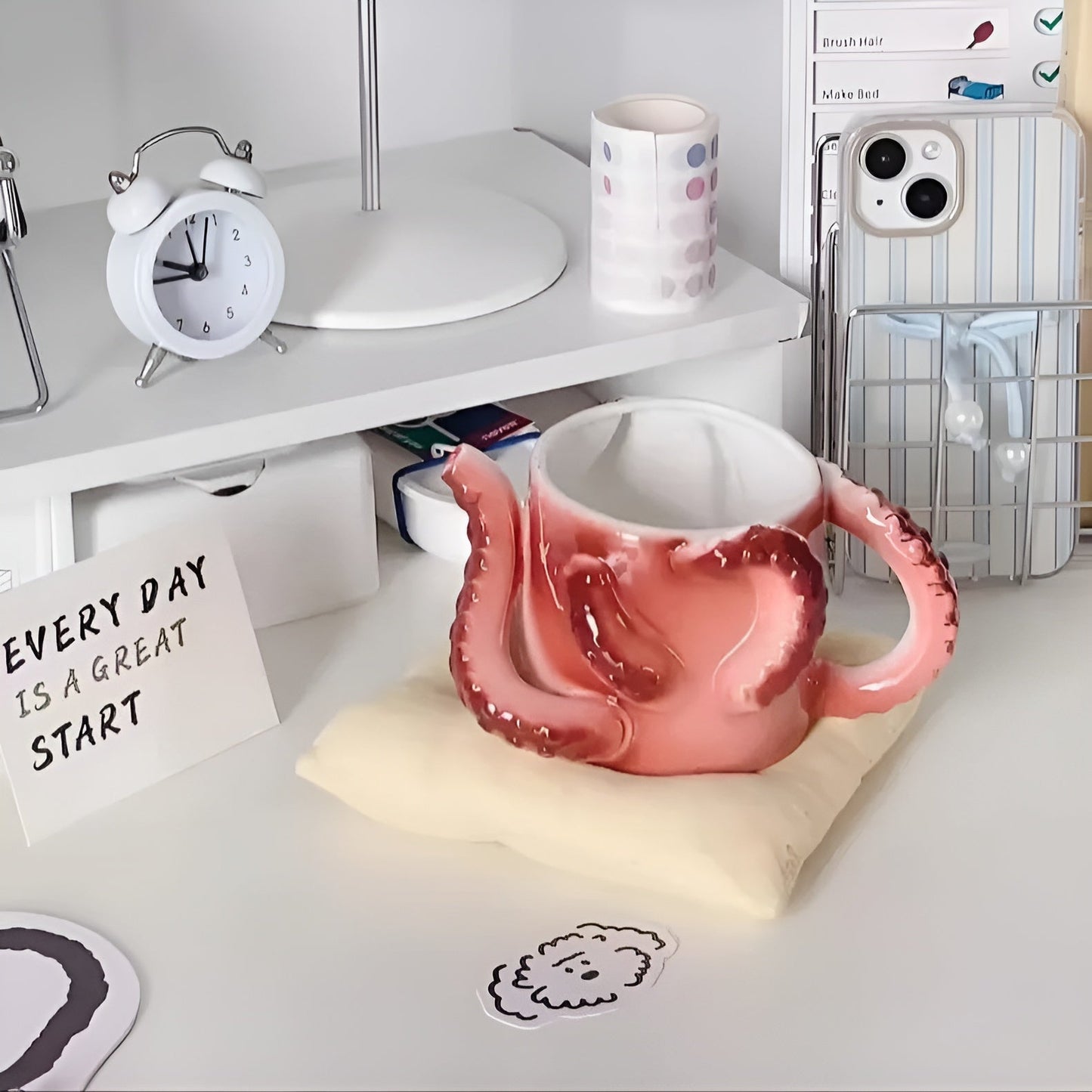 Keramik Kaffeebecher Oktopus Design Farbenfroh