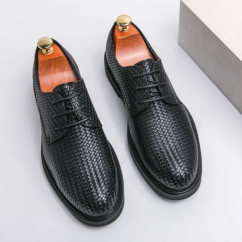 Herren Lederschuhe Oxfords Schwarz Elegannt - BerlinGlamour