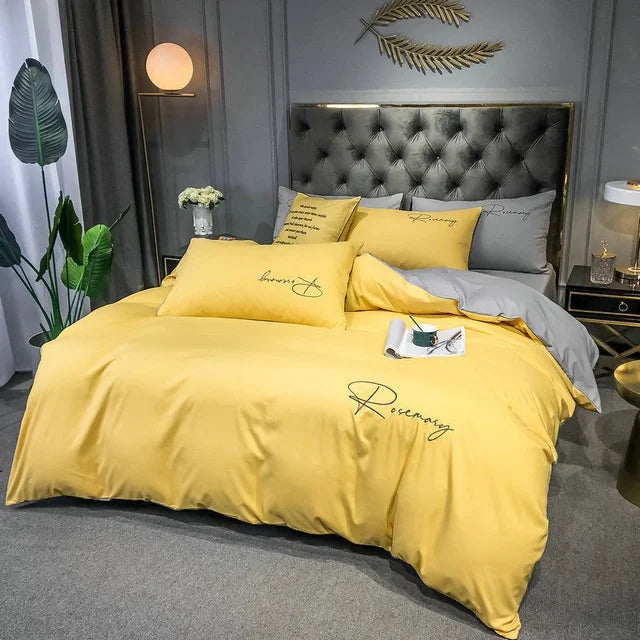 Luxus Bettwäsche mit Stickdesign Elegante Schlafzimmer