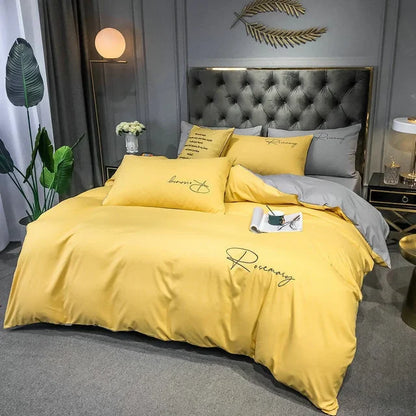 Luxus Bettwäsche mit Stickdesign Elegante Schlafzimmer