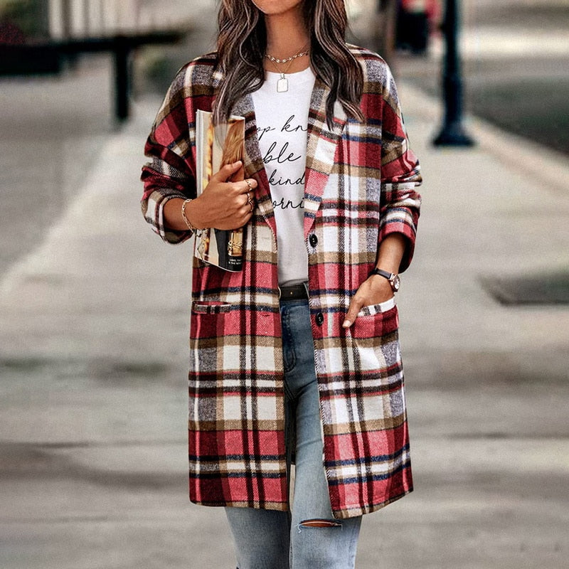 Karierte Damenjacke Übergangsmodell Regular Fit - BerlinGlamour