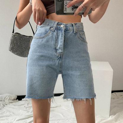 Damen Bermuda Shorts Jeans Raw Hem Kurz - BerlinGlamour