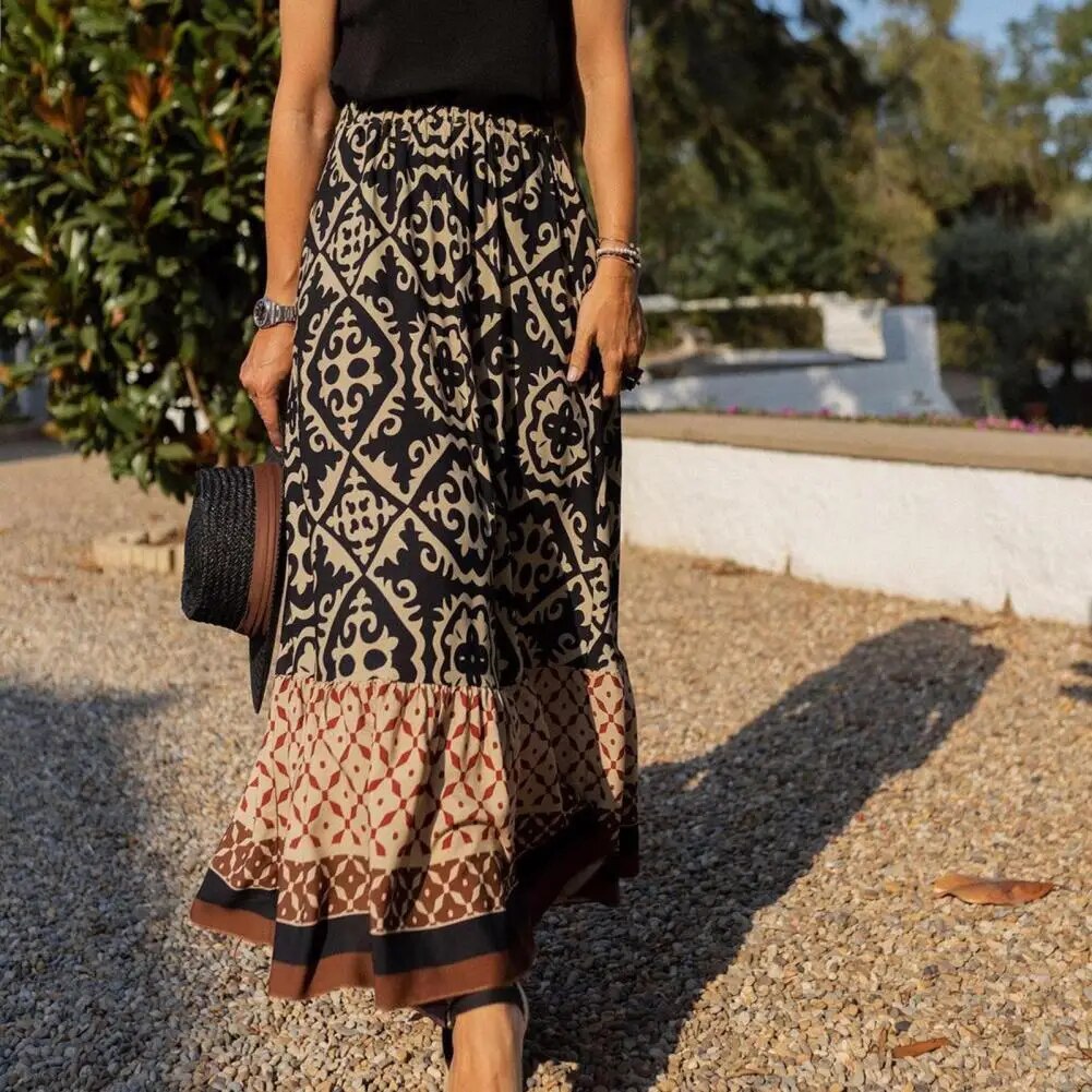 Boho Maxi Rock Damen Lang Kleid Floral Print