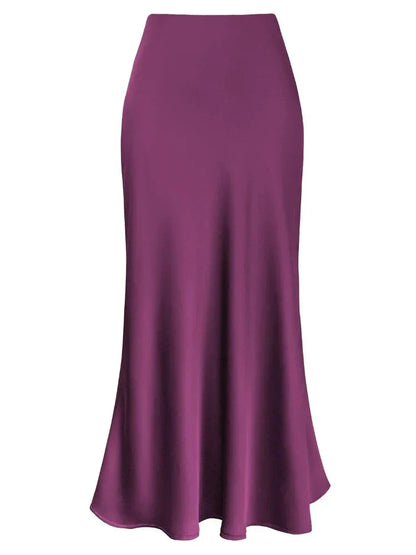 Elegante Damen Maxi Röcke Schwarz Seide Sommer