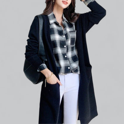 Elegante Frauen Strickjacke Lang aus Cashmere