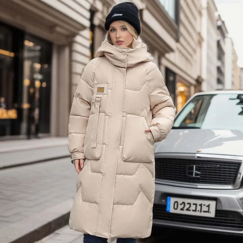 Lethara: Warme, trendige Winterjacke in langer Länge
