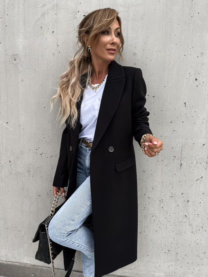 Klassische Doppelreihen Jacke Wolle Warm Elegant