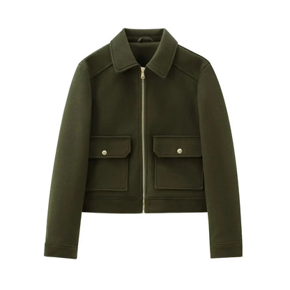 Damen Freizeitjacke Reißverschluss Wollmix Warm