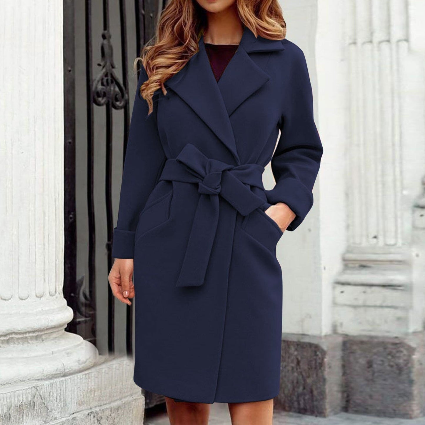 Elegante Damenbluse Knielang mit Gürtel