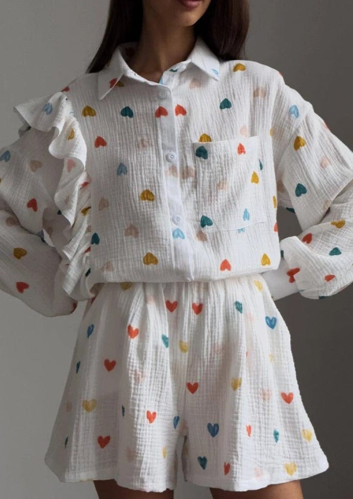 Herz-Print Zweiteiler Sommeroutfit Damen