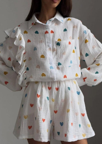 Herz-Print Zweiteiler Sommeroutfit Damen