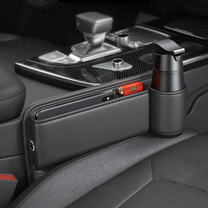 Praktischer Auto Becherhalter Leder Schwarz