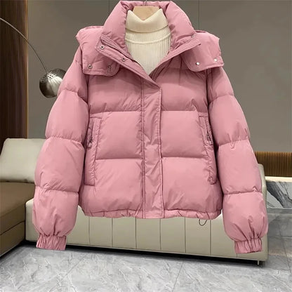 Lange Frauen Winterjacke Puffer Warm