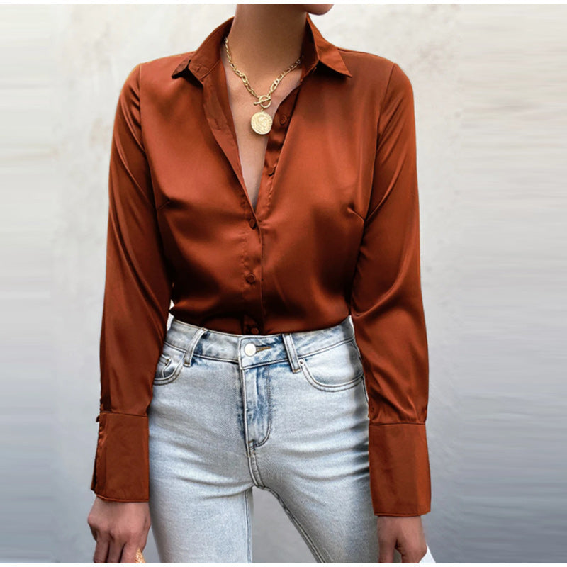 Elegante Satin Bluse Damen Modern
