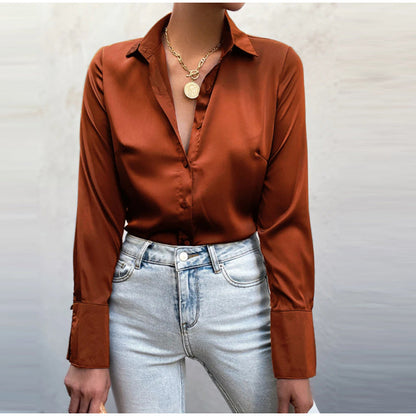 Elegante Satin Bluse Damen Modern