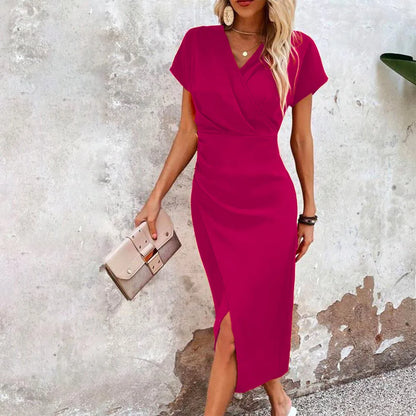 Kurzes Minikleid V-Ausschnitt Sommerkleid Lässig