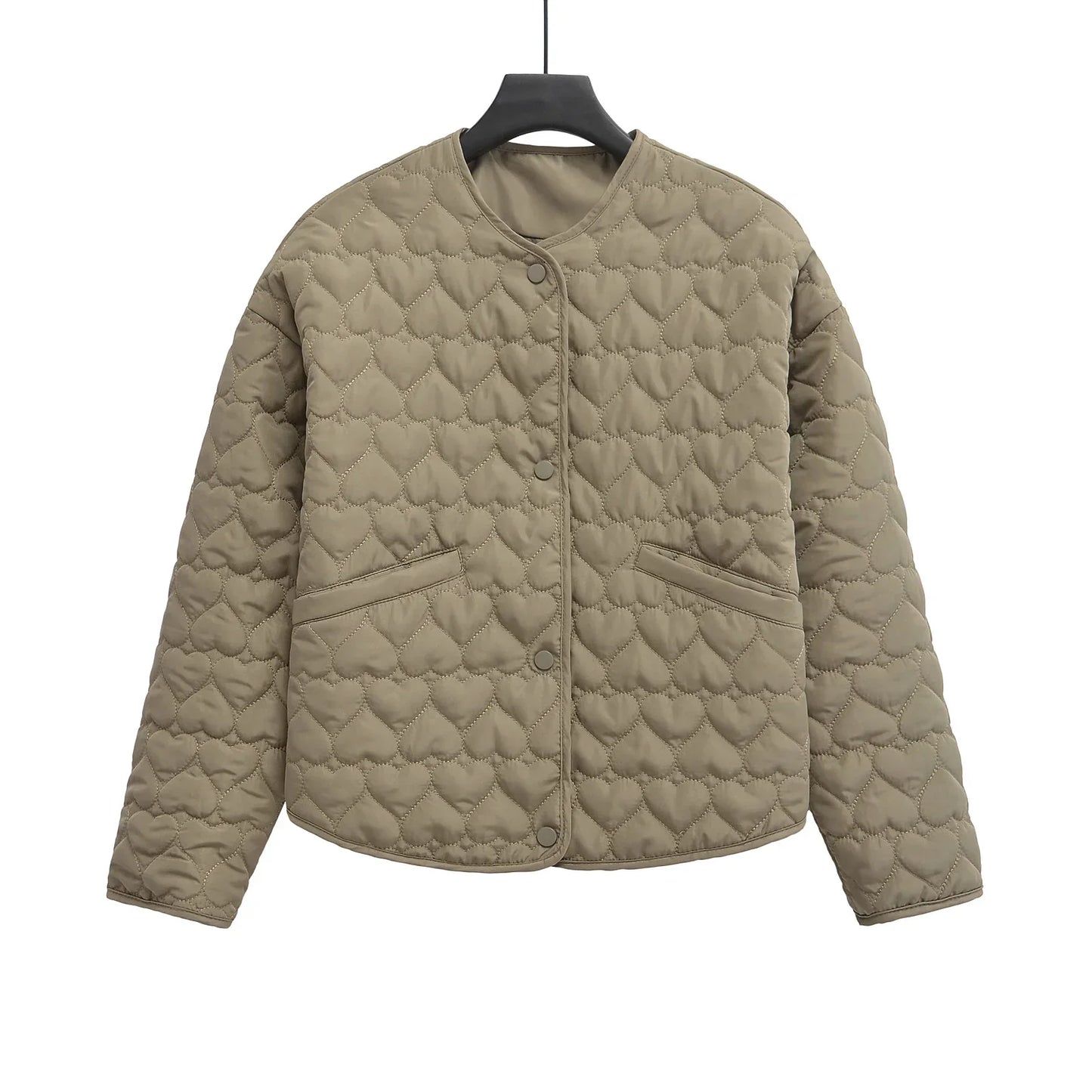 Damen Steppjacke Herzen Muster Leicht Puffer Jacke