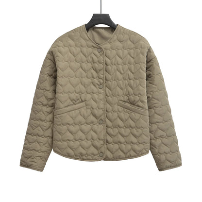 Damen Steppjacke Herzen Muster Leicht Puffer Jacke