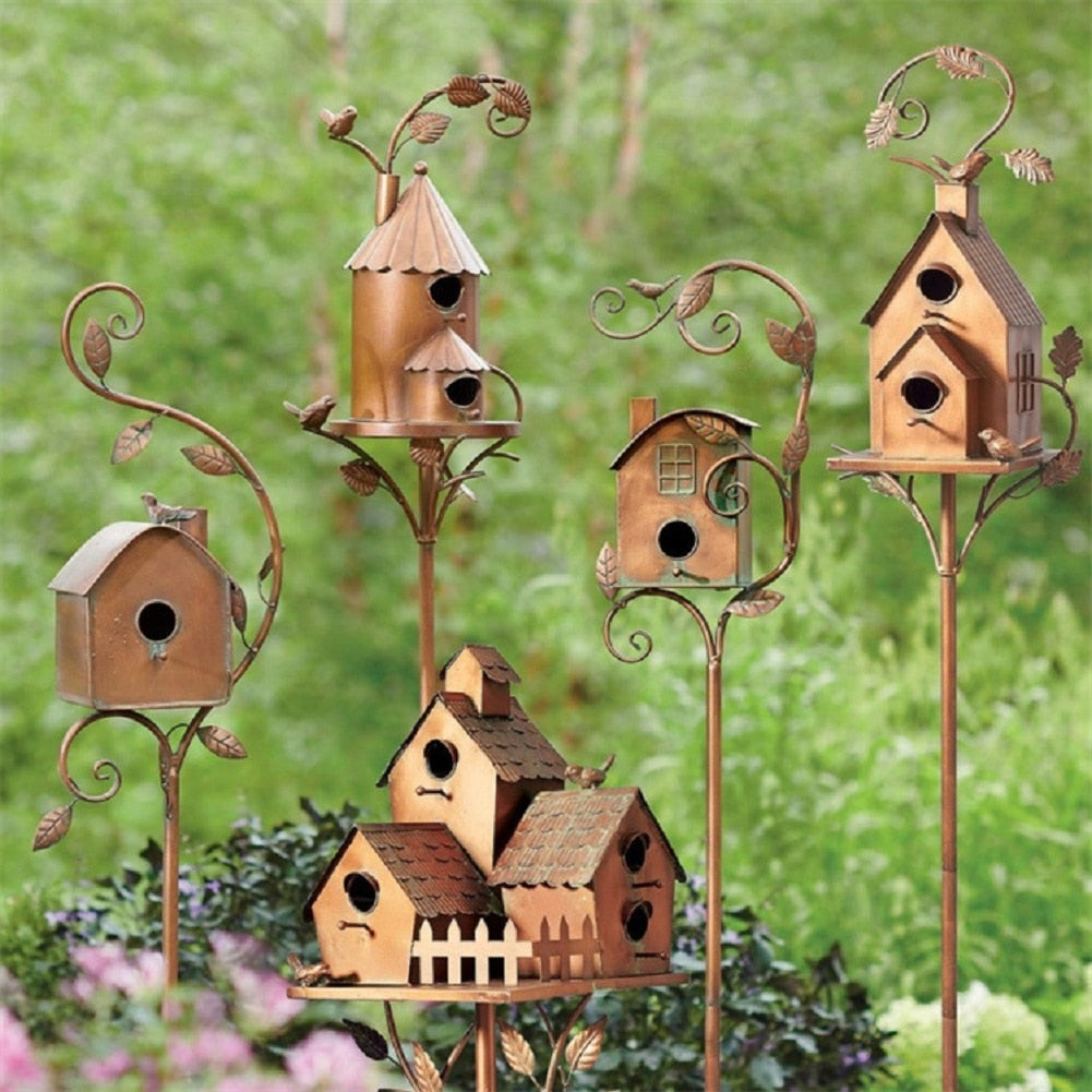 Vogelhaus Gartenstecker Metall Dekorativ Tierfreundlich