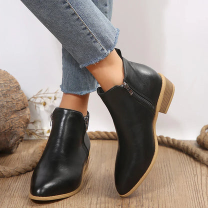 Damen Ankle Boots Lässig Frühling Mit Reißverschluss