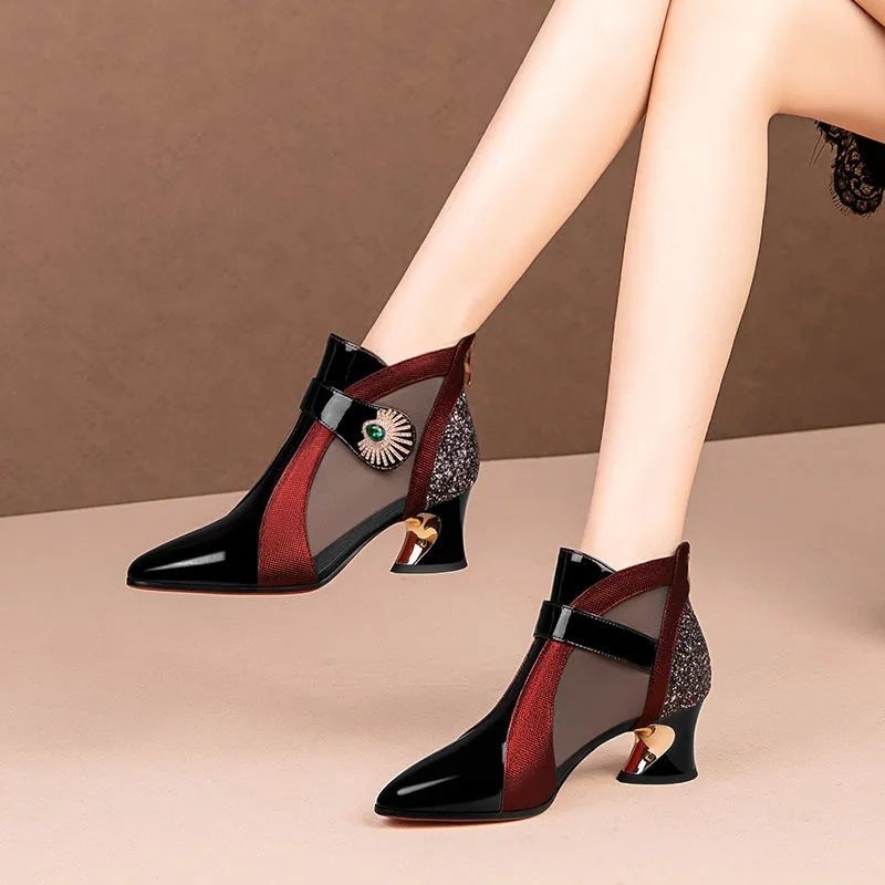 Stiletto Knöchelstiefel High Heel Damen Schuhe Glitter