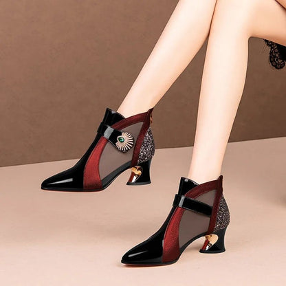 Stiletto Knöchelstiefel High Heel Damen Schuhe Glitter