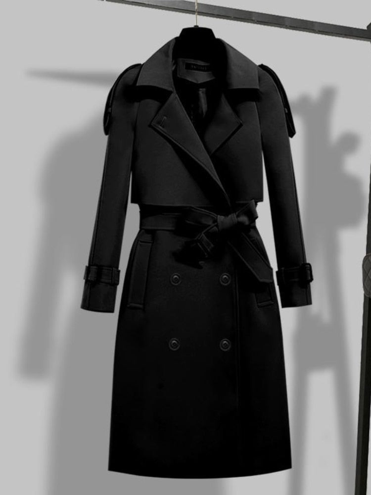 Damen Trenchcoat Modern mit Gürtel und Schal - BerlinGlamour