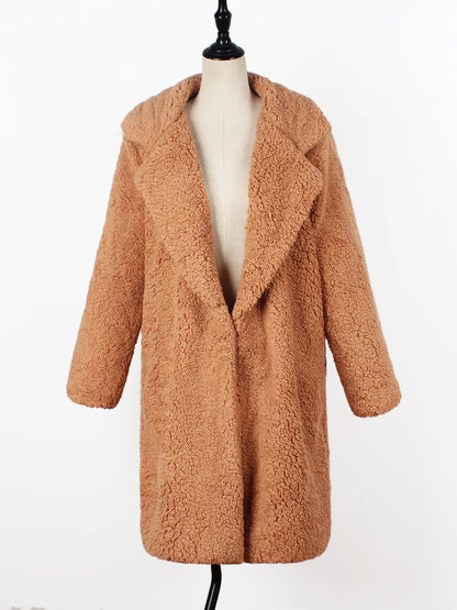 Teddy Mantel Weich Warm Oversized Offen