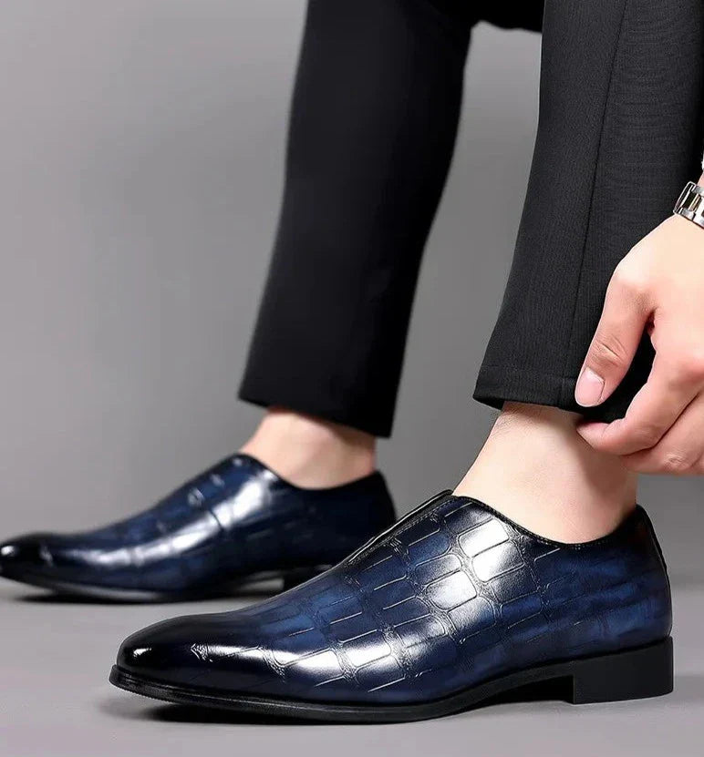 Elegante Herren Leder Loafer Schuhe Schwarz