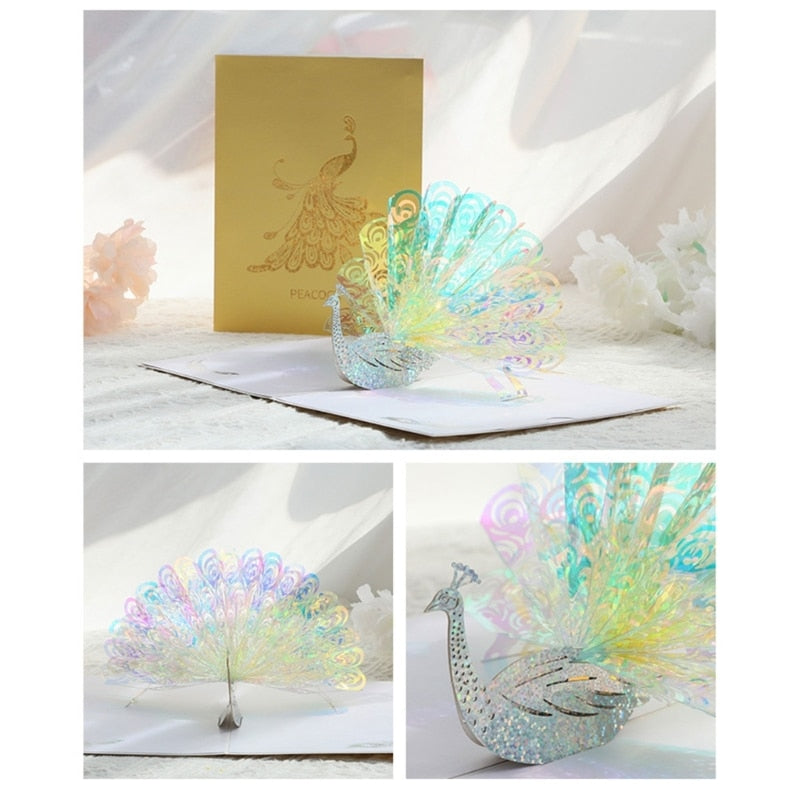 Dekorative Karte Pfau 3D Schimmer Effekt Geschenkkarte