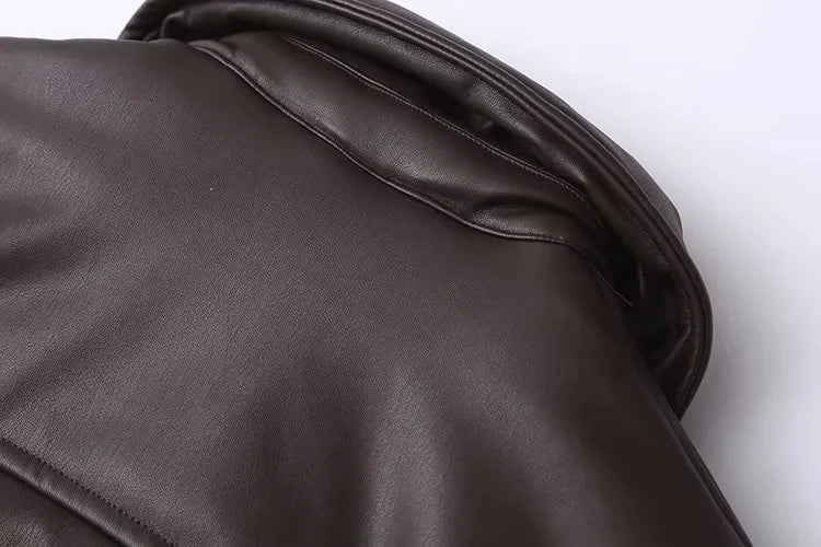 Veganer Bomberjacke Oversized Lederjacke Herren