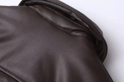 Veganer Bomberjacke Oversized Lederjacke Herren