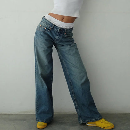 Damen Jeans Weitbein Helle Vintage Jeans
