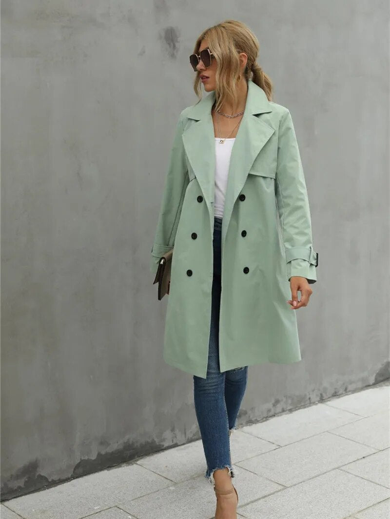 Schmale Damen Trenchcoat Stilvoll Wasserfest