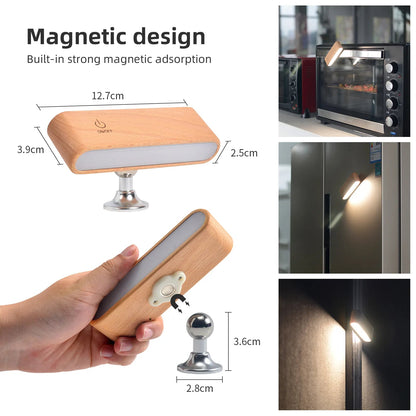Wiederaufladbare LED Nachtlampe Magnetisch Drehbar Holz