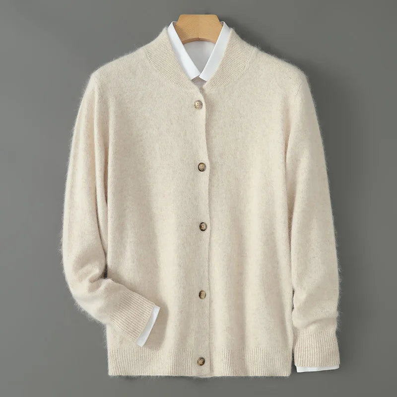 Damen Strickjacke Weich mit Knöpfen Vorne