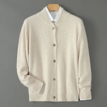 Damen Strickjacke Weich mit Knöpfen Vorne
