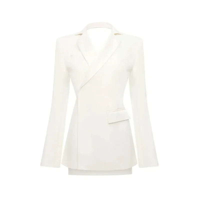 Weißer Blazer Damen Offener Rücken Tailliert